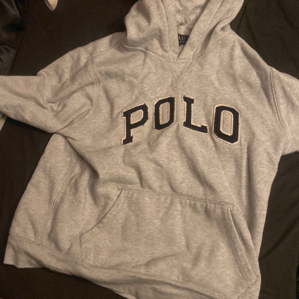 gray Polo hoodie kids size large